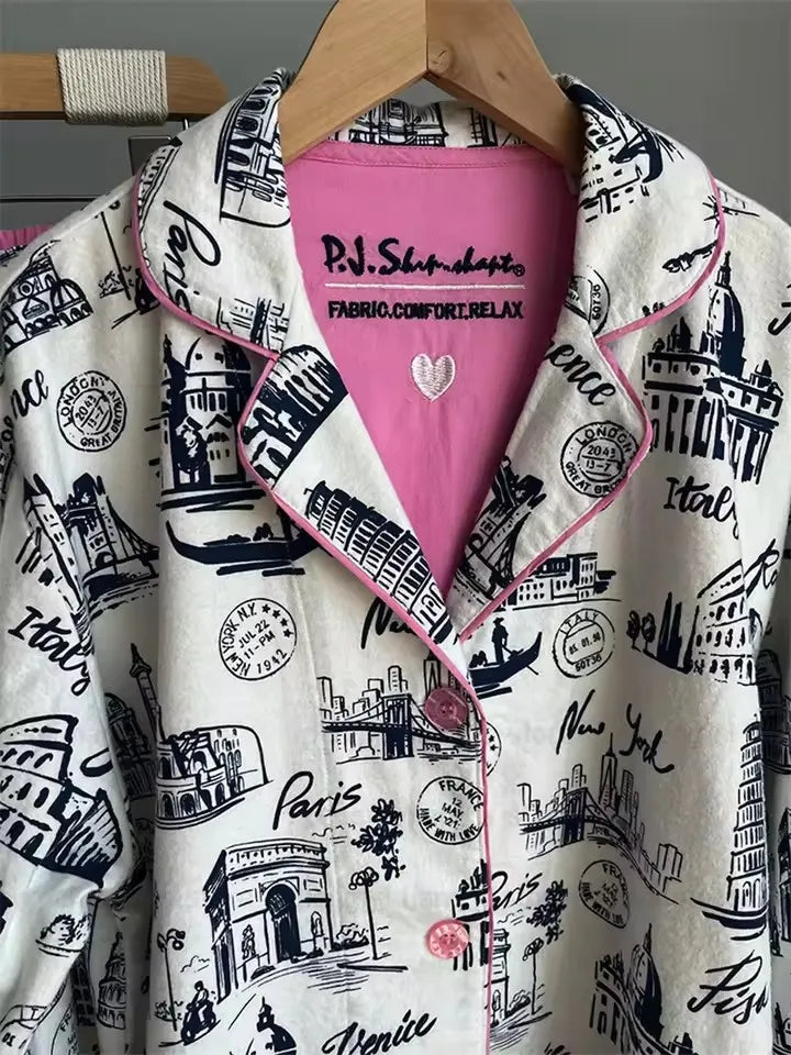 Warm Thick Cartoon Long Sleeve Pants Pajamas Ladies Homewear Month Clothes Autumn Winter Women PJS Cotton Ground Wool Sleepwear